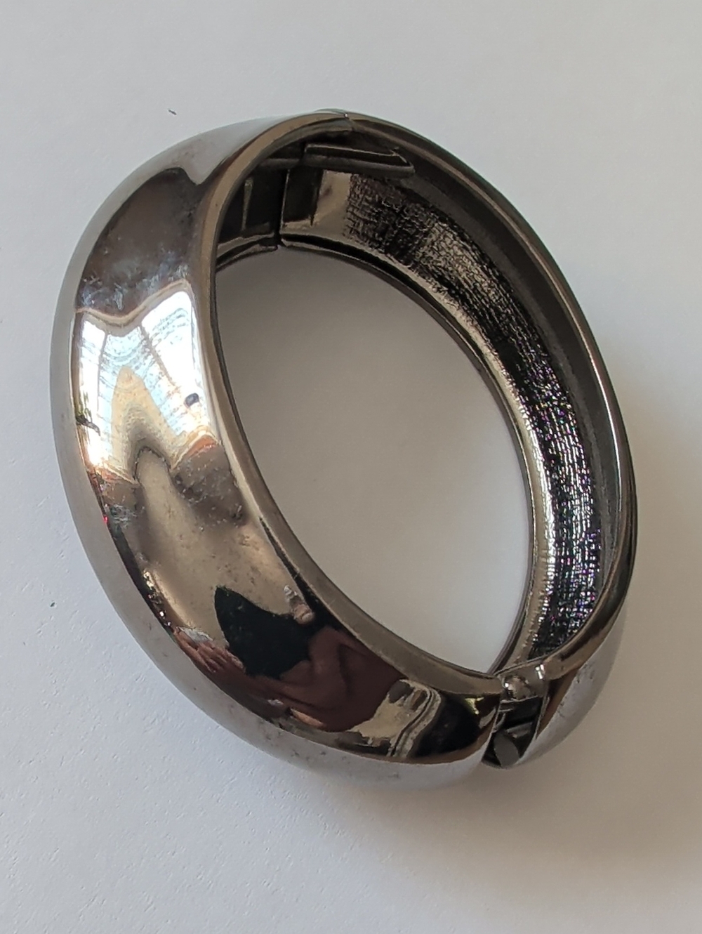 Sleek Gunmetal Hinged Bangle Bracelet